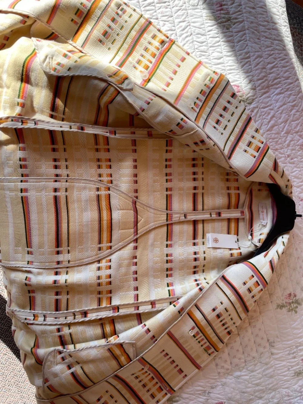 NWT Tory Burch Patterned Coat Size 12 $998 Retail Double Breasted - Picture 4 of 6